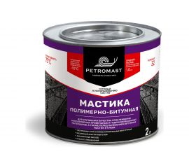 Битумно-полимерная мастика PETROMAST 2 л, металлическая упаковка, 6 шт. 24609 