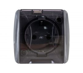 Розетка TDM 2П+3 открытой установки IP54 16А с прозрачной крышкой серая Селигер SQ1818-0107 