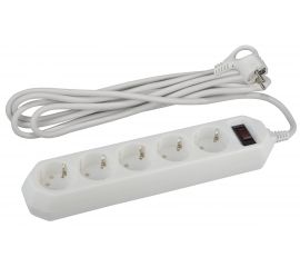 Сетевой фильтр ЭРА USF-5es-3m-W белый с заземлением 3x0,75мм2, с выкл, 5гн, 3м Б0019033 