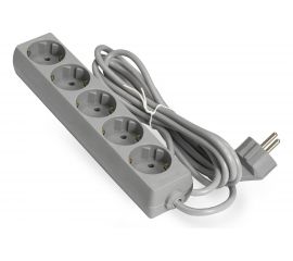 Удлинитель ExeGate ECE-5-5G 5 евророзетки с заземлением, 5м, серый 285826 