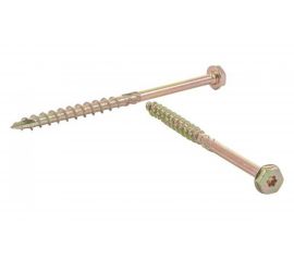 Самонарезающий шуруп для дерева с шестигранной головкой Rusconnect CK 8х140 100 шт. Желтый цинк 330814 