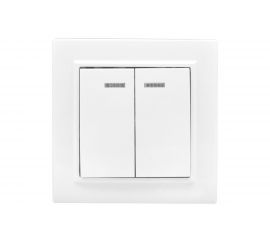 Двухклавишный выключатель с индикатором EKF Минск СП, 10А, белый Basic SQERV10-123-10 