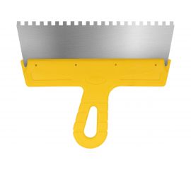 Фасадный зубчатый шпатель (250 мм, нержавеющая сталь, 6 мм, желтая ручка) Biber МАСТЕР 35185 тов-176012 