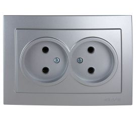 Розетка NILSON 2СП серебро Touran metallic 24131024 