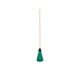 Синтетическая метла для улицы OfficeClean круглая классическая, с деревянным черенком 120 см 321799 