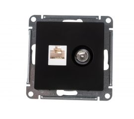 Розетка 2-ная ТВ + компьютерная RJ45 Schneider Electric AtlasDesign Карбон категории 5Е ATN001089 