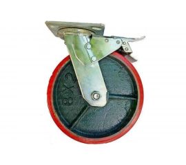 Колесо большегрузное с полиуретановой шинкой С-4102-DUS поворотное с тормозом г/п 1100 кг EURO-LIFT 00018528 