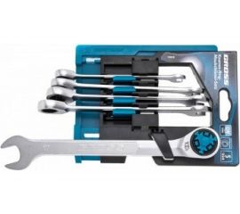 Набор комбинированных трещоточных ключей, СRV, 5 шт. 8-17 мм GROSS 14858 