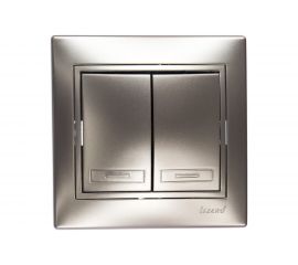 Двойной выключатель Lezard MIRA со вставкой, металлик серый 701-1010-101 
