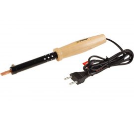 Электропаяльник Зубр Мастер с деревянной рукояткой и долговечным жалом форма клин 80 Вт 55405-80_z01 