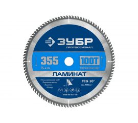 Диск пильный по ламинату ЗУБР Профессионал Ламинат 355х25.4 мм, 100Т 36930-355-25.4-100 