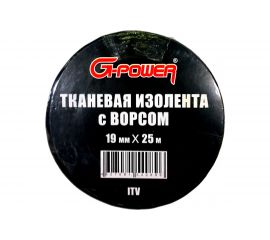 Тканевая изолента G-POWER с ворсом, 19мм х 25м, цвет: черный ITV 
