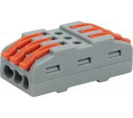 Проходная клемма REXANT с рычажком 3 полюса 0,08-4 мм2 серая 25 шт 07-6263-3 