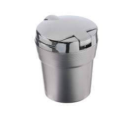 Пепельница для авто с крышкой TORSO подсветка, 7.5x9 см, серебро 4276647 