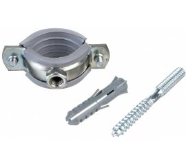Металлический сантехнический хомут Хоммет 1” 32-37 мм, шпилька М8х70, дюбель 10х50 RUS001 