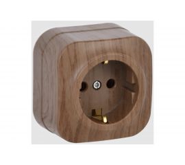 1-ая розетка IEK РС20-3-ХД с з/к о/у 16А GLORY дуб ERH11-K24-16 