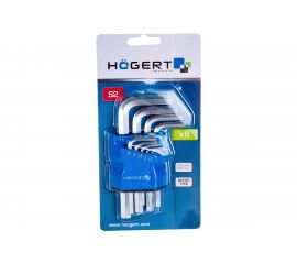 Набор шестигранных Г-образных ключей HOEGERT TECHNIK 1,5-10 мм, S2, 9 шт. HT1W820 