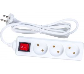 Сетевой удлинитель ФОТОН 10-23S, 2м, 3 розетки, 10А, с выключателем, Белый 24745 