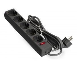 Удлинитель ExeGate EC-5-1.8B 5 евро с заземлением, 1.8м, выключатель с подсветкой, черный 279355 