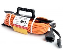 1-местный удлинитель-шнур на рамке STEKKER с заземлением HM05-01-20, 3х1.5мм2, 20м, 16А, Home, оранжевый 39632 