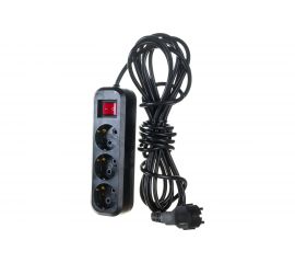 Бытовой удлинитель с заземлением Gigant ПВС 3х0,75 3500Вт 3 гнезда 5м с выключателем 80019 PEC-008 