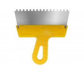 Фасадный зубчатый шпатель (200 мм, нержавеющая сталь, 6 мм, желтая ручка) Biber МАСТЕР 35183 тов-176010 