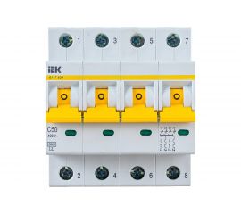 Автоматический выключатель IEK ВА47-60M 4Р 50А 6кА С MVA31-4-050-C 