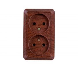 Розетка Intro Quadro 2-203-10 двойная без заземления 2x2P, 16А-250В, IP20, открытая установка, венге, Б0053796 