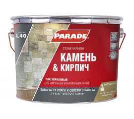 Лак для камня акриловый глянцевый на растворителе PARADE L40 Камень & Кирпич 10 л Россия 90003467456 