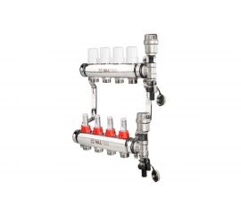 Коллекторная группа из нержавеющей стали со встроенными расходомерами в сборе, 1х5 вых. Евроконус 3/4 Valtec VTc.589.EMNX.0605 
