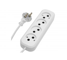 Удлинитель STEKKER штепсельный 4 гнезда б/з 2x0,75 белый 5м HM01-40-05, Ух-10 39218 