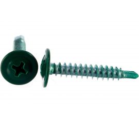 Саморезы с пресс шайбой Госкреп со сверл. 4,2х25мм зеленые RAL6005 20 шт., подвес 1-0017520 
