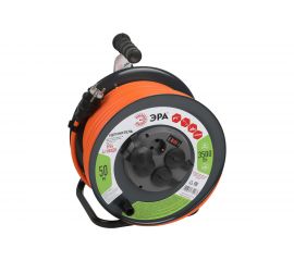 ЭРА Удлинитель силовой RMx-4es-3x2.5-50m-IP44 на метал. катушке с заземл. 4 розетки 50м, Б0052922 