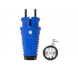 Кабельная вилка PCE 16A 220V 2P+E IP54 корпус синий, маркер черный 0511-bs 
