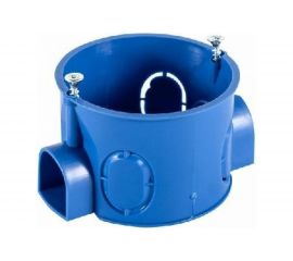 Установочная коробка для твердых стен Экопласт D-65x40мм со стык. ушками, синий IP30 44660-1 