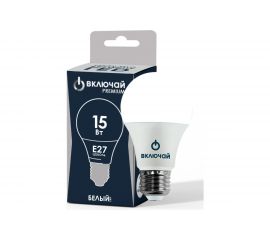 Светодиодная лампа Включай 15W E27 A60 4000K 220V LED PREMIUM А60-15W-E27-W ЛОН 1007796 