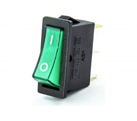 Клавишный выключатель с подсветкой Emas, зелёная клавиша, 1НО, 250 В AC, 16 А A21B1Y11 