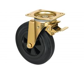 Опора колесная поворотная с тормозом (160 мм; 200 кг; черная резина) Longway SCmb 63 