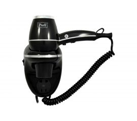 Настенный фен для волос Puff 1800ВlB, черный, 1,8 кВт, с розеткой 1405.018 