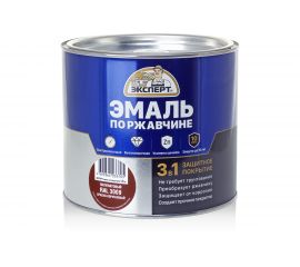 Эмаль ЭКСПЕРТ по ржавчине 3 в 1 полуматовая, красно-коричневый RAL 3009, 1.8 кг 28257 