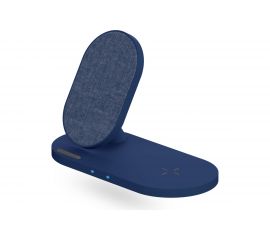 Беспроводная зарядка Interstep 10Вт Qi+10Вт Qi WCH-2CDUO ткань синий, 74820 