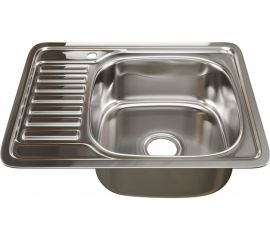 Врезная мойка mixline 48х58х18 см, 0.8, правый выпуск 3 1/2, с сифоном 535618 