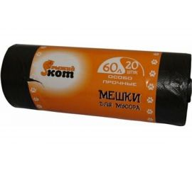 Мешки для мусора особо прочные (20 шт; 60 л) черные Рыжий кот 310108 