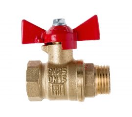 Латунный шаровой кран для воды VALFEX OPTIMA 1/2" ВР/НР ручка-бабочка 11Б27фт1М VF.218.L0B1.012.Bir 