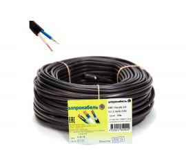 Кабель ЭлПроКабель твердый плоский негорючий малодымный ВВГп-нгА LS 2х1,5 50М ГОСТ 4630017849222 