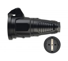 Кабельная розетка PCE 16A 250V 2P+E IP54 с подпр. крышкой, корпус черный 2522-ss 