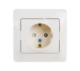 Розетка Schneider Electric 1-м GLOSSA с заземлением, защитные шторки, бежевая SchE GSL000244 