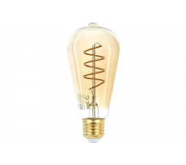 Филаментная лампа ЭРА FLED ST64-7W-824-E27 spiral gold, спираль, золото, 7Вт, теплая, E27, 20/960 Б0047665 