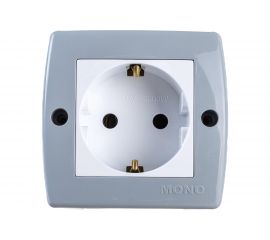 Розетка MONO ELECTRIC Octans, с заземлением, серая 104-020007-117 