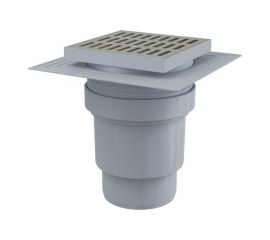 Трап Alca Plast регулируемый, вертикальный выпуск, гидрозатвор Дн110 нерж сталь,150х150 мм APV13 004-0790 